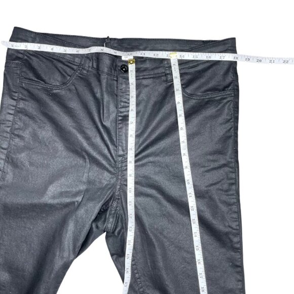 H&M Black Shiny Skinny Superstretch Faux Leather 5 Pocket Jean Pants Plus sz 16 - Picture 4 of 6